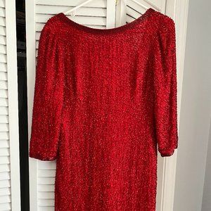 Vintage red beaded cocktail dress